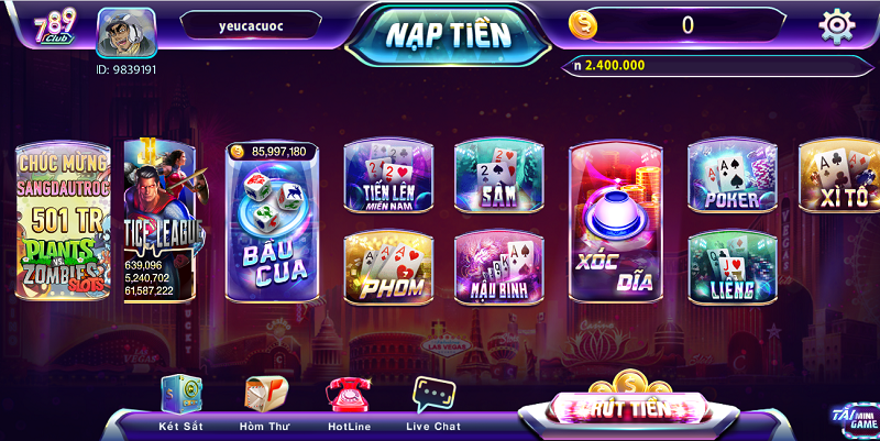 Giao diện cổng game bài uy tín 789Club.